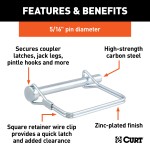 CURT Safety Pins for Trailer Couplers with Zinc Plating CURT safety pin with 5/16 inch diameter and zinc-plated finish for trailer couplers