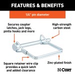 CURT Safety Pin with Durable Zinc Plating for Trailer Security CURT safety pin with 1/4 inch diameter and zinc-plated finish