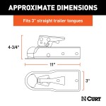 CURT 2 Inch Straight-Tongue Trailer Coupler with Posi-Lock Latch CURT straight-tongue coupler with Posi-Lock latch for 2 inch trailer ball, 3 inch channel, and 5,000 lbs capacity.