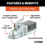 CURT 2 Inch Straight-Tongue Trailer Coupler with Posi-Lock Latch CURT straight-tongue coupler with Posi-Lock latch for 2 inch trailer ball, 3 inch channel, and 5,000 lbs capacity.