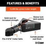 CURT 12,500 lbs A-frame Coupler with Sleeve-lock Latch CURT A-frame trailer coupler with sleeve-lock latch, carbide black finish.