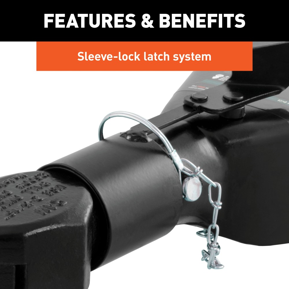 CURT 12,500 lbs A-frame Coupler with Sleeve-lock Latch CURT A-frame trailer coupler with sleeve-lock latch, carbide black finish.