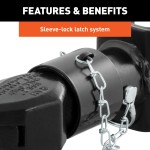 CURT adjustable channel coupler with sleeve-lock latch and durable black finish.