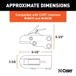 CURT Adjustable Channel Coupler with Lockable Latch CURT adjustable channel coupler with durable black powder coat finish and safety features