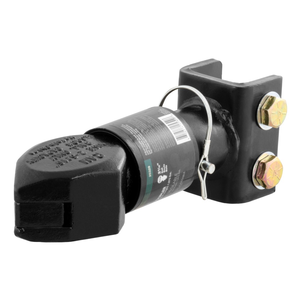 CURT Adjustable Channel Coupler - 12,000 lbs Capacity, Sleeve-Lock CURT adjustable channel coupler with sleeve-lock latch and black powder coat finish for secure towing.