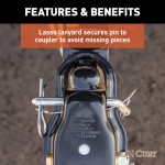 CURT QuickPin trailer coupler with revolutionary pin latch design for secure towing.