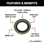 Lippert Universal Replacement Axle Parts with Grease Seals Lippert grease seals for 5,200-8,000 lb axle capacities, universal fit