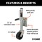 CURT Marine Trailer Jack with Zinc Finish and Swivel Design CURT marine trailer jack with 1200 lbs capacity, zinc finish, 6-inch wheel, and swivel design for trailers.
