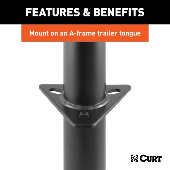 CURT A-frame Trailer Jack with Top-wind Handle and 2000 lbs Lift CURT A-frame trailer jack, 2000 lbs lift capacity, top-wind handle, 15-inch travel.