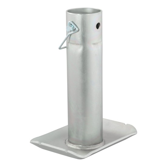 CURT Steel Trailer Jack Foot Plate with Safety Pin Attachment CURT steel jack footplate with safety pin, fits 2 inch diameter tubes, supports 2000 lbs