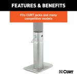 CURT Steel Trailer Jack Foot Plate with Safety Pin Attachment CURT steel jack footplate with safety pin, fits 2 inch diameter tubes, supports 2000 lbs