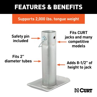 CURT Trailer Jack Foot with Safety Pin for 2-Inch Tubes CURT trailer jack foot attachment with safety pin, supports 2,000 lbs