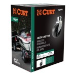 CURT Trailer Jack with 6 Inch Poly Wheel and Safety Pin CURT trailer jack with 6 inch poly wheel designed for 2 inch tubes, supports 1,200 lbs.