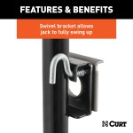 CURT Trailer Jack with Swivel Bracket and Side-Wind Handle CURT swivel trailer jack with 3000 lbs support capacity and welded foot plate