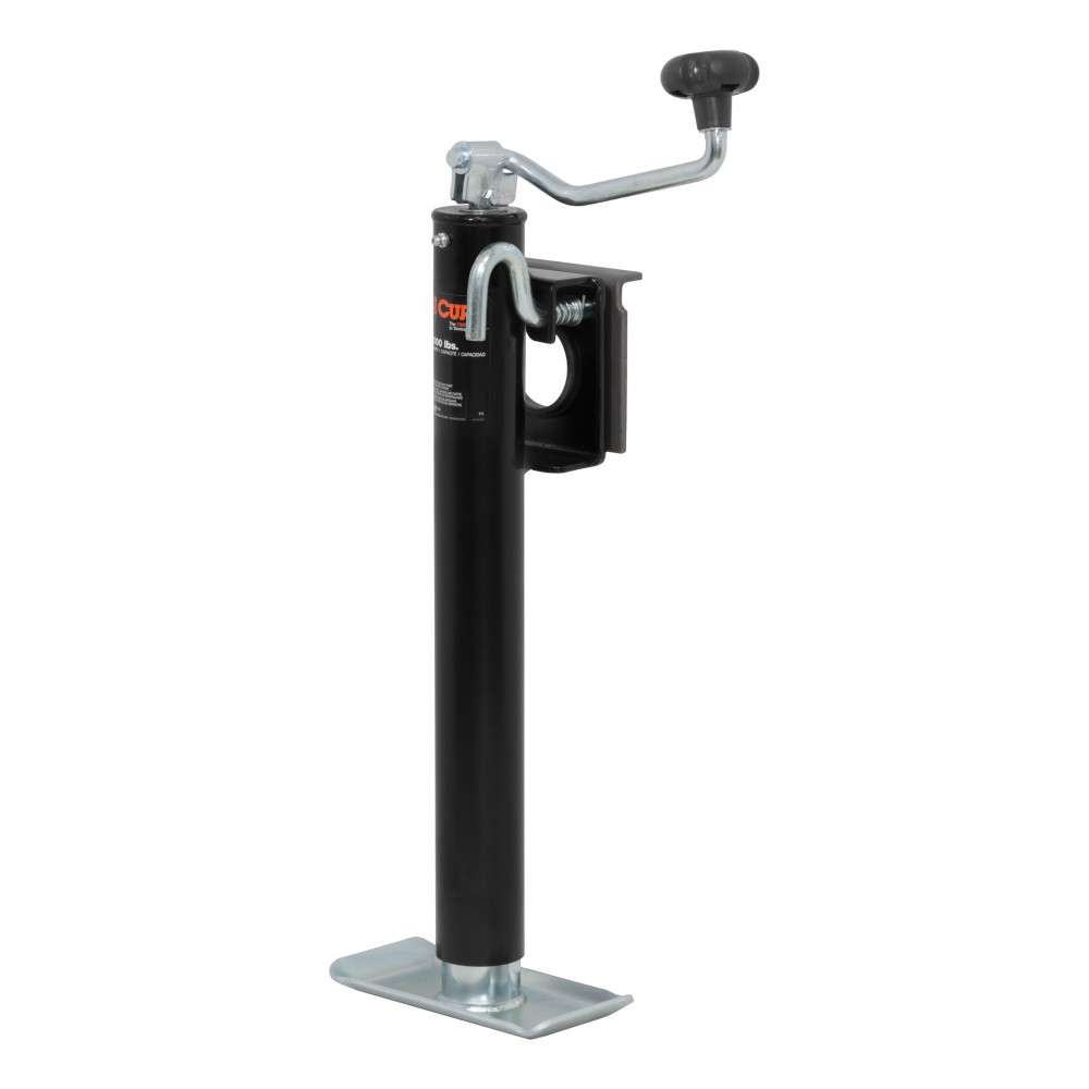 CURT Bracket Mount Swivel Trailer Jack with 3000 lbs Capacity CURT trailer jack with swivel feature providing 3000 lbs support and 2000 lbs lift capacity, ideal for various trailers.
