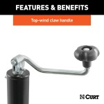 CURT Bracket Mount Swivel Trailer Jack with 3000 lbs Capacity CURT trailer jack with swivel feature providing 3000 lbs support and 2000 lbs lift capacity, ideal for various trailers.
