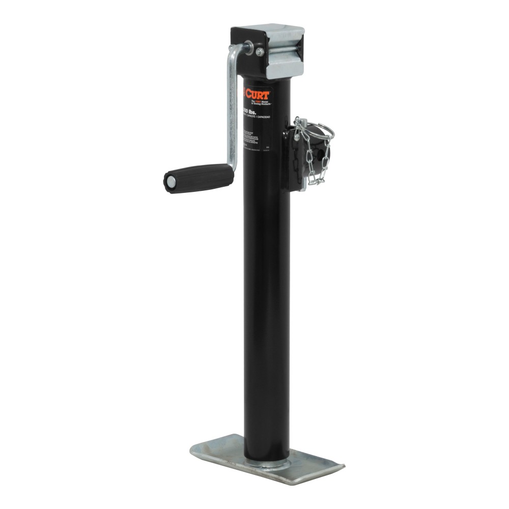 CURT Swivel Trailer Jack with 3000 lbs Support Capacity CURT pipe mount swivel trailer jack with side-wind handle and 15-inch travel