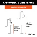 CURT Swivel Trailer Jack with 3000 lbs Support Capacity CURT pipe mount swivel trailer jack with side-wind handle and 15-inch travel