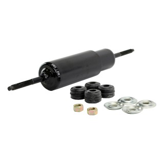 Black Lippert replacement shock for RV trailer suspension with bolt-on kit components