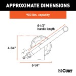 CURT hand winch with clear zinc finish, designed for boat trailers, featuring strong steel construction and 900 lbs capacity.