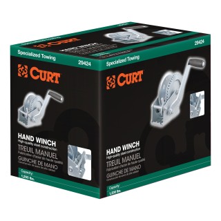 CURT hand winch designed for boat trailers with high-strength construction and 1,200 lbs capacity