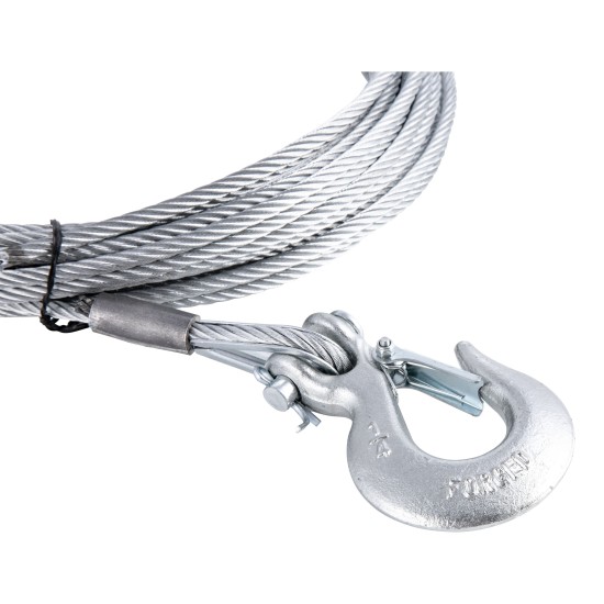 CURT 7/32 inch Steel Winch Cable with Zinc Snap Hook CURT winch cable with zinc-plated snap hook, 50 feet length, 7/32 inch steel, 5600 lbs break strength