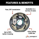 Lippert Right-Hand Self-Adjusting Electric Brake for RVs Lippert replacement self-adjusting electric brake assembly for right hand side of RVs