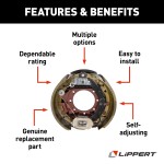 Lippert Replacement Electric Brake Assembly for 12000 lb Axles Genuine Lippert replacement electric brake assembly for right-hand trailer