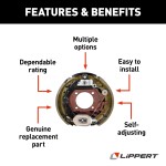 Lippert Electric Brake Assembly for 8,000 lb Axles, Left Side Lippert electric brake assembly for 8,000 lb axles, left-side installation, compatible with 16-17.5 inch wheels