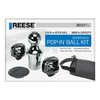 REESE Gooseneck Hitch Kit with 2-5/16 Ball and Accessories Gooseneck hitch kit with large ball, safety chain holders, and storage bag