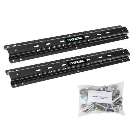 REESE Universal Fifth Wheel Mounting Rails for Trucks REESE fifth wheel mounting rails installed in a truck bed for towing