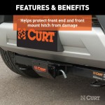 CURT Front Mount Skid Shield for Ultimate Vehicle Protection CURT skid shield mounted on front trailer hitch for vehicle protection
