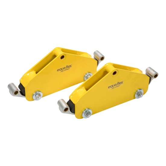 Lippert Equa-Flex Rubberized Equalizer for Tandem Axle Trailers Lippert Equa-Flex rubberized equalizer kit for smoother RV towing, designed for tandem axle trailers with double-eye leaf springs.