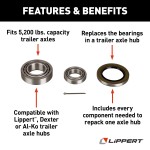 Lippert Replacement Bearing Kit for 5200 lbs Trailer Axles Lippert replacement bearing kit for trailer axle hub, fits 5,200 lbs capacity axles.