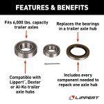 Lippert Replacement Bearing Kit for 6000 lbs Trailer Axles Lippert replacement bearing kit for trailer axle hubs with a 6000 lbs capacity