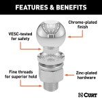 CURT 2-5/16 inch Trailer Ball for Heavy-Duty Towing Chrome Finish CURT 2-5/16 inch trailer ball with nickel-chrome finish for towing
