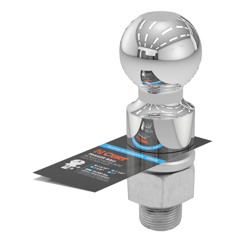 CURT 2-5/16 Inch Trailer Ball for Heavy-Duty Towing CURT 2-5/16 inch trailer ball with chrome finish for 10,000 lbs towing capacity