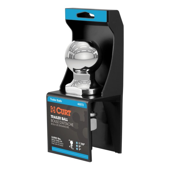 CURT 1-7/8 inch Trailer Ball with 3,500 lbs Capacity and Chrome Finish CURT 1-7/8 inch trailer ball, 3,500 lbs capacity, chrome finish, fits 1 inch shank