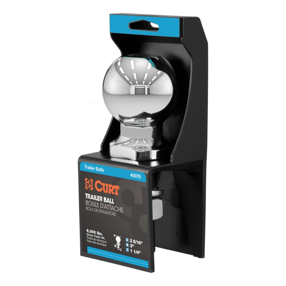 CURT 2-5/16 inch trailer ball with durable chrome finish and 6000 lbs towing capacity