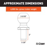 CURT 2-5/16 inch trailer ball with durable chrome finish and 6000 lbs towing capacity
