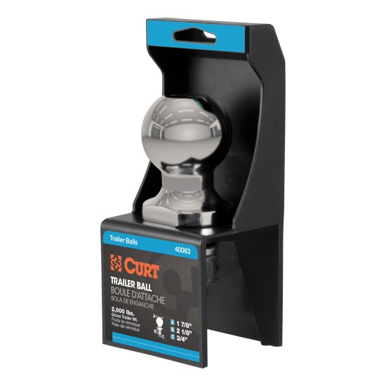 CURT 1-7/8 inch Trailer Ball with Stainless Steel Finish CURT 1-7/8 inch trailer ball with steel construction and fine threads