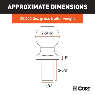 CURT 2-5/16 Inch Trailer Ball - Heavy-Duty Towing Equipment CURT 2-5/16 inch trailer ball with raw steel finish, suitable for heavy-duty towing