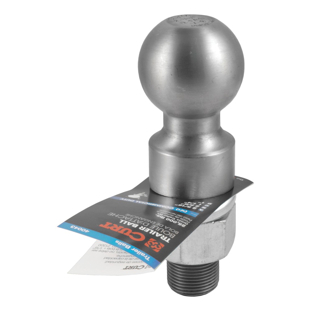 CURT 2-5/16 inch trailer ball with raw steel finish, suitable for heavy-duty towing