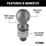 CURT 2-5/16 Inch Trailer Ball for Heavy-Duty Towing, 30,000 lbs CURT 2-5/16 inch trailer ball with 30,000 lbs capacity for towing heavy trailers