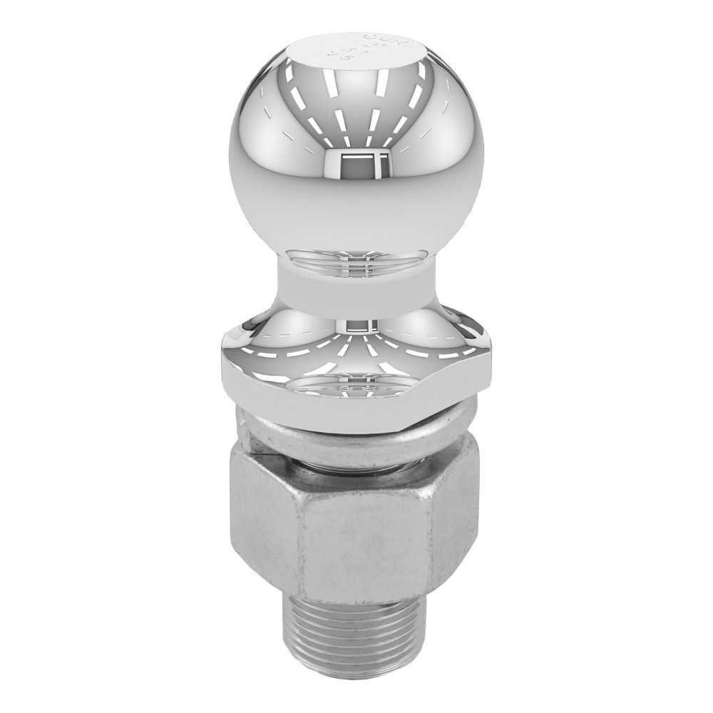 CURT 2-inch Trailer Hitch Ball with 10,000 lbs Capacity CURT 2-inch trailer hitch ball, chrome-plated with 10,000 lbs towing capacity and fine-threaded shank.