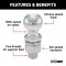 CURT ATV Tow Ball with Chrome Finish for 2 Inch Couplers CURT ATV tow ball on a lawn tractor, chrome finish, 2 inch trailer coupler.