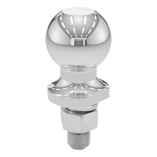 CURT 50mm Trailer Ball for European-Style Couplers - Chrome Finish CURT 50mm trailer ball with chrome finish for European couplers, 1600 kg GTW, tested for safety