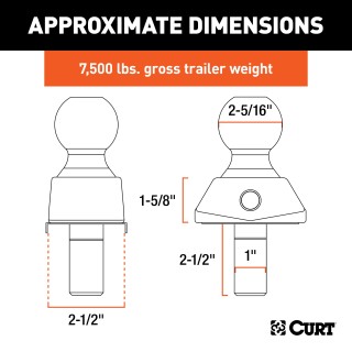 CURT RockerBall Trailer Ball with ShockDrop Technology CURT RockerBall cushion hitch ball, reducing jerking and noise at coupling point