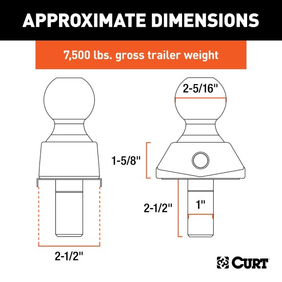 CURT RockerBall Trailer Ball with ShockDrop Technology CURT RockerBall cushion hitch ball, reducing jerking and noise at coupling point