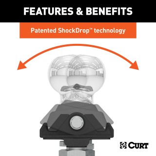 CURT RockerBall Trailer Ball with ShockDrop Technology CURT RockerBall cushion hitch ball, reducing jerking and noise at coupling point
